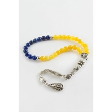 Renklime Sarı Lacivert Ceyt Doğaltaş Tesbih 6 mm