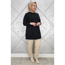 Pys Giyim Kadın Taş ve Düğme Detaylı Tesettür Tunik