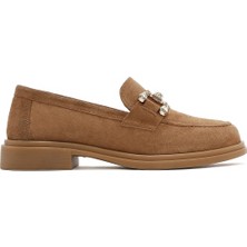 Derimod Kadın Taba Taşlı Süet Deri Maskülen Loafer 26PFD510010