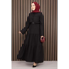 Asm Fistolu Gömlek Etek İkili Takım Siyah