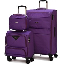 Elatae Kumaş 3'lü Valiz Seti Büyük Boy, Makyaj Çantası & Pilot  – Dayanıklı, Geniş Hacim & Çok Bölmeli