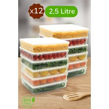 Feyza Design 12'li Mikrodalga Uyumlu Beyaz-Antrasit Erzak Saklama Kabı Seti