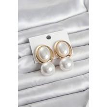 Hkursat Pirinç Gold Renk Model Incili Kadın Küpe