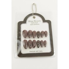 Renklime Desenli Mina Beauty Kedi Gözü Takma Tırnak