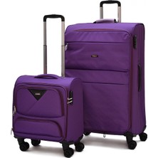 Elatae Kumaş 2'li Valiz Seti Büyük Boy & Pilot  – Dayanıklı, 360° 8 Tekerlekli, Geniş Hacim & Çok Bölmeli