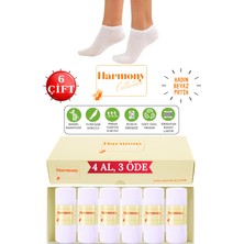 Harmony Collection Bambu Kadın Beyaz Patik (6 Çift) Özel Kutulu | Burun Dikişsiz, Premıum Socks