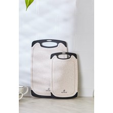 Feyza Design Granite Desenli Krem 2'li Kesme Tahtası, 25/31 cm Set