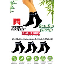 Harmony Collection Spor Tenis (4 Çift) Kolej Çizgili Çorap Beyaz Dikişsiz Premıum Socks