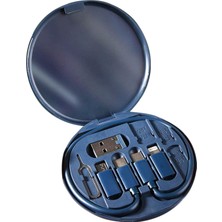 Skygo 9'u 1 Arada Kablo Kılıfı USB Adaptör Kablosu Dönüştürme Saklama Kutusu, USB Tip C - Mikro Usb/yıldırım/usb A Kablosu Veri Aktarım Aracı Sim Kart Yuvası Tepsi Çıkarma Pimi Içerir, Telefon