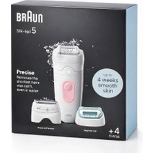 Braun Silk-Épil 5 Epilatör Islak Kuru Kullanım Şarjlı Epilasyon Aleti Tüy Alma Cihazı Hassas Epilasyon + Başlık Seti
