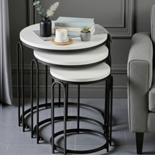 3' Lü Siyah Siyah Ayak Lenka Metal Sehpa Takımı Sedaş-Zigon-Sehpa