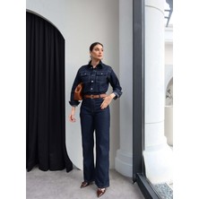 Esra Helvacı Denim Kemerli Tulum