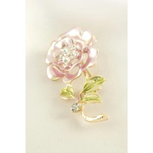 Renklime Gül Mineli Taşlı Broş