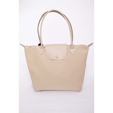 DMC Deri Kapaklı El & Omuz Çantası Bej