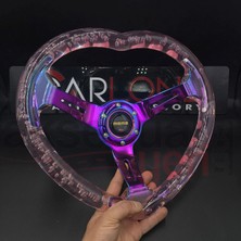 Carlone Kalpli Ofsetli Şeffaf Pembe Epoksi Direksiyon-Momo Kabarcıklı Direksiyon 32X35 cm