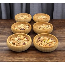 Skygo 6'lı Bambu Çerezlik Kase Seti – Doğal ve Şık Sunum Kaseleri, Kuruyemiş, Çekirdek ve Atıştırmalıklar Için Ideal, Dayanıklı ve Çevre Dostu Tasarım (Yuvarlak)