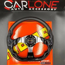 Carlone Momo Spor Direksiyon 32CM Siyah-Altı Kesikli Yarış Spor Direksiyonu