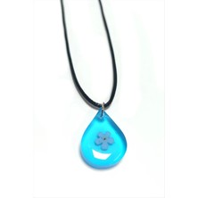 Renklime Unutma Beni Çiçeği Damla Epoksi Kolye