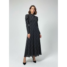 Masttoon Puantiyeli Maxi Şifon Elbise