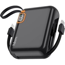 Skygo Hkm Tech Power Duo 10.000 Mah 20W, Pd 20W Hızlı Şarj Destekli, Type-C ve Lightning Kablolu Powerbank, Siyah
