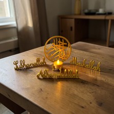 Ddm Global Islami Masaüstü Dekor Seti (Led Mum Dahil) – Bismillah, Subhanallah, Maşallah, Elhamdülillah
