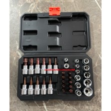 Kıng 3/8 S2çelik 34PARÇA Otomotiv Seti Lokma Tork Seti Kalın Tork Seti Lokma Takımı