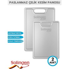 Feyza Design Paslanmaz Çelik Kesme Tahtası, 2'li Set, Dayanıklı ve Hijyenik Kullanım