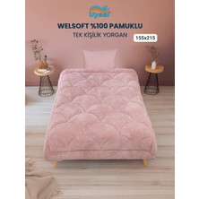 Uysal Yorgan Welsoft Akfil Midye Desen Tek Kişilik Yorgan PUDRA
