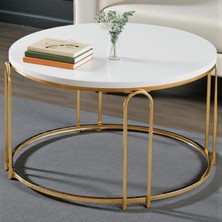Sedaş Living Units Lenka Beyaz Suntalam Orta Sehpa Yuvarlak Gold Metal - Sedaş-Lenka-Orta-Gold