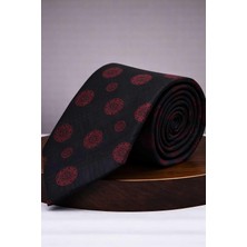 Kravatkolik Siyah - Kırmızı Motif Kravat