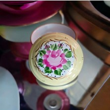 Manushum El Boyama Porselen Kapaklı Yuvarlak Lokumluk-Limon Sarı