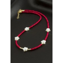 Renklime Yıldız Inci Kum Boncuk Kolye