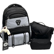 Bevitton Suya Dayanıklı Ilk Okul Çantası 3'lü Set Erkek Çocuk Ilkokul Çantası 8020 Siyah-Gri