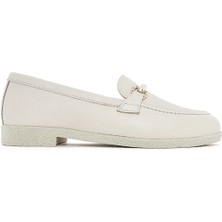 Derimod Kadın Krem Tokalı Deri Loafer 26PFD510218