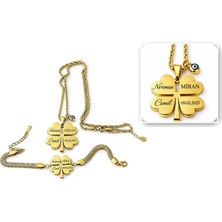 Shopfocus Kişiye Özel Isimli Tarihli-Bileklik-Kolye-Paslanmaz Çelik Gold Renkl-Hediyelik