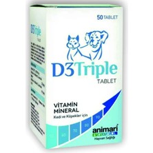 Animari D3 Triple 50 Tablet Kedi ve Köpek Kalsiyum & Fosfor Vitamini - Kemik Geliştirici