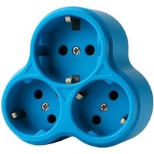 Skygo Topraklı Priz Çoklayıcı Fiş, 3'lü, Mavi, 16A 250V, Maksimum 3600W