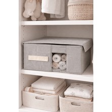Luxway Home Pencereli Kapaklı Katlanabilir Çok Amaçlı Bez Saklama Kutusu Hurç Organizer Düzenleyici 37X32X15 cm