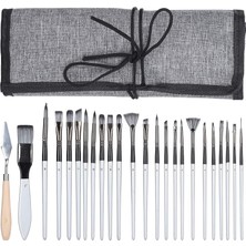 Skygo 24 Parça Akrilik Yağlıboya Guaj Boya Fırça Seti Sentetik Fırça Ahşap Sap Kullanışlı Çanta