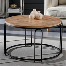 Lenka Açık Ceviz Ahşap Orta Sehpa Yuvarlak Siyah Metal - Sedaş-Lenka-Orta-Siyah