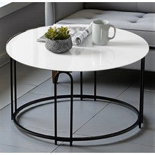 Lenka Temperli Cam Orta Sehpa Yuvarlak Siyah Metal - Sedaş-Lenka-Orta-Siyah