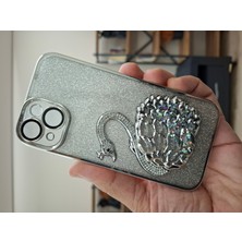 Epro iPhone 13 ve 14 Uyumlu Kuğulu Sulu Simli Taşlı Kamera Lens Korumalı Hoparlör Toz Önleyicili Kılıf
