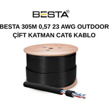 Besta 305 Metre 0,57MM Çift Koruma Katmanlı 23 Awg Outdoor Cat6 Kablo