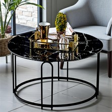 Lenka Temperli Cam Orta Sehpa Yuvarlak Siyah Metal - Sedaş-Lenka-Orta-Siyah