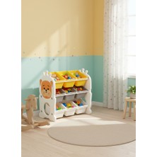 Crealisol Montimidi: 9 Bölmeli Renkli Oyuncak Düzenleme Rafı - Sepetli Çocuk Odası Organizeri