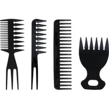 Gaman 4 Adet Geniş Dişli Kuaför ve Berber Tarağı Kadın-Erkek Uyumlu Saç Şekillendirme Tarak Seti