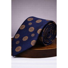 Kravatkolik Lacivert - Sarı Motif Kravat