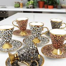 Kosova Porselen 6lı Ayaklı Kahve Fincanı Karışık Renk 90 ml