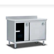 Krom Çalışma Tezgahı, Dolaplı , Ara Raflı , Paslanmaz ,