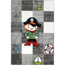 Soloy Geometrik Gri Polyester ve Pamuklu Kaydırmaz Tabanlı Yıkanabilir Dijital Baskı Çocuk Odas